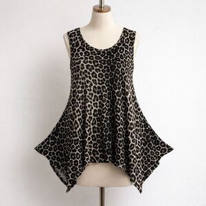 Signature Collection Animal Print Tunic Womens 1X Flare Asymmetrical Hem Y2K